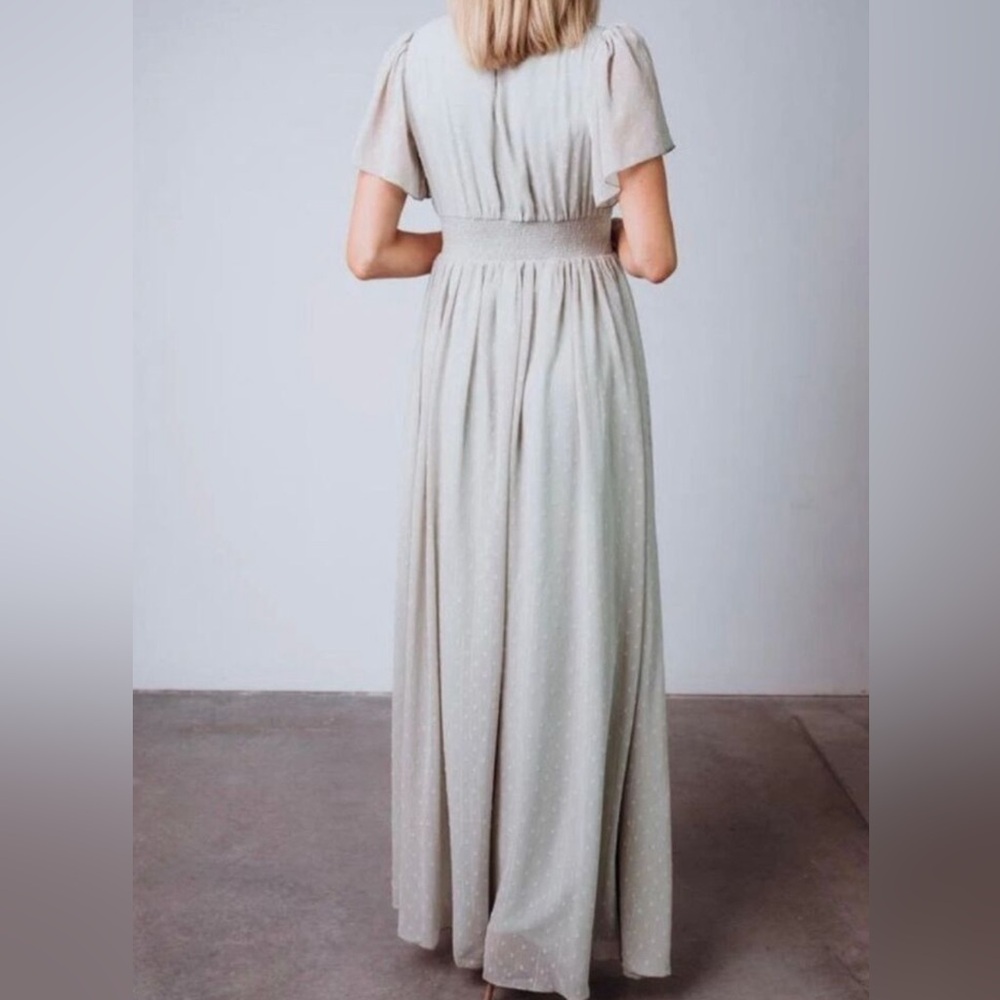 Baltic Born Weslie Sage Green Swiss Dot Maxi Dress - S - Picture 3 of 7